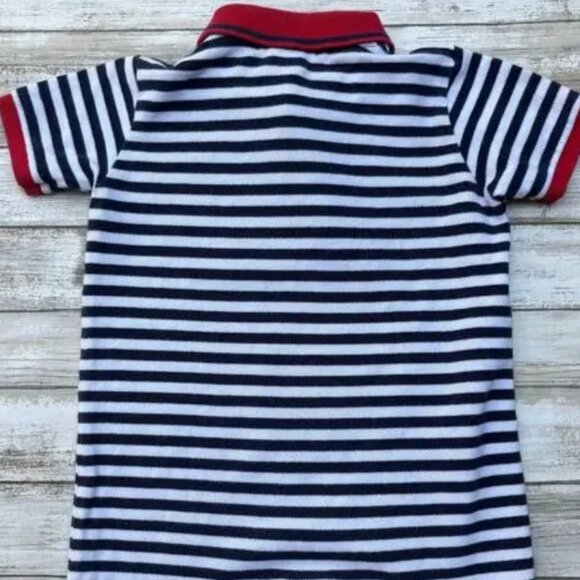 Baby One Piece Outfit Sz 18 Mos Navy Striped Collar Preppy - Picture 8 of 8